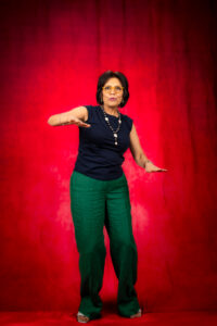 Anu captivates the audience at a speaking event